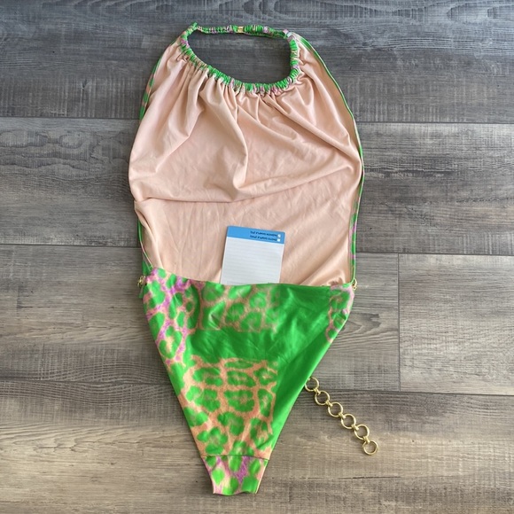 H&M Studio Collection Green Leopard Swimsuit - Picture 3 of 6